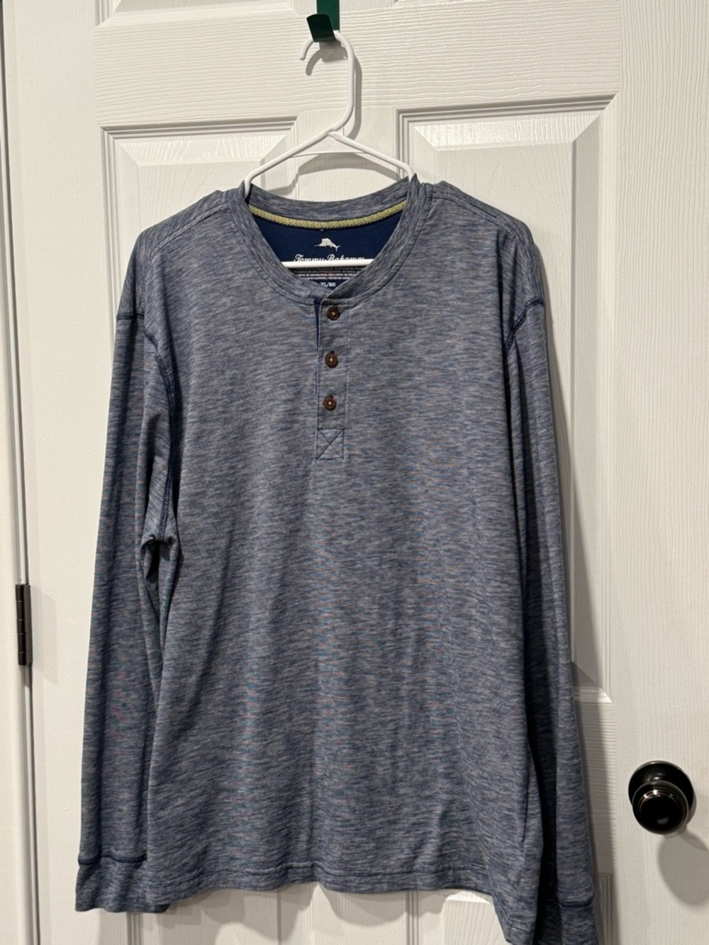 Tommy Bahama Long-Sleeve Henley in Heather Blue